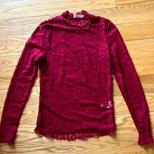 Pink Lily red lace top